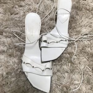 ITALIAN SHOES - white lace up sandals